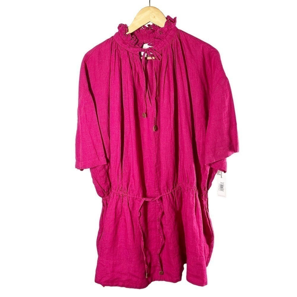 Brochu Walker St. Tropez Oversized Linen Mini Dress Size Small Azalea